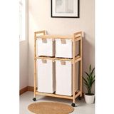 Digithome Bambu 4 Bölmeli Kirli Sepetli Çamaşır Sepeti Raflı Banyo düzenleyici Db-0018 Kahverengi