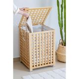 Digithome Bambu Bölmeli Çamaşır Sepeti 62X45 cm Kulplu Taşınabilir bezli - 62 x 45 cm - Kahverengi