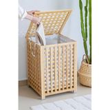 Digithome Bambu Çamaşır Sepeti 62x45 cm Kulplu Taşınabilir Bezli