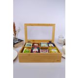 Digithome Bambu Cay Kutusu 8 Bolmeli Kapakli Bitki Cayi Saklama Kabi Kahverengi - F/5 C1-1-289