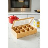 Digithome Bambu Çay Kutusu Kapaklı 8 Bölmeli Kahverengi MG-001 Saklama Kabı 29x19,7x7,3 cm