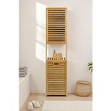 Digithome Bambu Kirli Sepetli 1 Raflı Kapaklı Banyo Dolabı Banyo Düzenleyici Çamaşır Sepeti Organizer Db-0010 Kahverengi