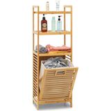 Digithome Bambu Kirli Sepetli 3 Raflı Çok Amaçlı Banyo Düzenleyici Çamaşır Sepeti Organizer DB-0002 - Kahverengi