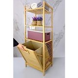 Digithome Bambu Kirli Sepetli 3 Rafli Cok Amacli Banyo Duzenleyici Camasir Sepeti Organizer Db-0002