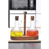 Digithome Bambu Standlı 2'li Borosilikat Cam Zeytinyağı Ve Sıvıyağ Şişesi Yağdanlık – F/12 C1-1-289 Kahverengi
