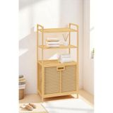 Digithome Bambu Xl Kirli Sepetli 3 Raflı Çok Amaçlı Banyo Düzenleyici Çamaşır Sepeti Organizer Db-0011 Ahşap