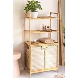 Digithome Bambu Xl Kirli Sepetli 3 Raflı Çok Amaçlı Banyo Düzenleyici Çamaşır Sepeti Organizer Db-0011 Kahverengi