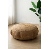 Digithome Dekoratif Büyük Yuvarlak Naturel Yassı Hasır Jüt Puf 60X20 -12083