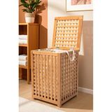 DigitHome Digithome Bambu Çamaşır Sepeti 58x40 CM Kulplu Taşınabilir Bezli Db-0042