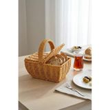 Digithome Dikdörtgen Hasır Rattan Mini Kulplu Organizer Sepet - BB6067 - Çok Renkli