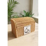 DigitHome Dikdörtgen Rattan Hasır Sebzelik Çift Bölmeli Sepet Düzenleyici Organizer - 9t09