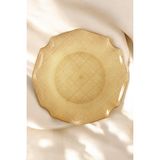 Digithome Fabric 6’lı Cam Dalgalı Kumaş Supla Tabak 32 cm Metalik Altın AKC429