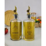 Digithome Lombardino 2'li Zeytinyağı Ve Sıvıyağ Şişesi Otomatik Kapak Gold Etiketli Yağdanlık 500 ml C1-1-289