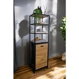 Digithome Metal Kirli Sepetli 4 Raflı Çok Amaçlı Banyo Düzenleyici Raf Organizer Siyah/Atlantik Çam – MRS-009 C1-1-369