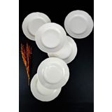 Digithome Papatya 6’Li Porselen Pasta Ve Sunum Tabagi Seti 19 Cm Krem - Tl4051627 C320.003
