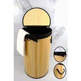 Digithome Yuvarlak Bambu Çamaşır Sepeti Naturel Cl-6001-08 C1-1-121 Kahverengi