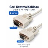 Digitus 2 Metre 9 Pin Dişi–erkek D-Sub RS232 Seri Veri Uzatma Kablosu – AK-610203-020-E