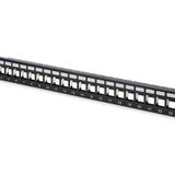 Digitus 24 Port Boş Patch Panel, Zırhlı, 1U Yüksekliğinde, Siyah Renkdigitus Modular Patch Panel, Shielded, 24-Port, Blank, 1U, Rack Mount, Color Black (Ral9005)