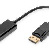 DIGITUS Aktif DisplayPort Adaptör Kablosu - DP - HDMI Tip A - HDMI 2.0 - UltraHD 4k/60Hz - 0.2m - Siyah