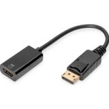 Digitus Aktif DisplayPort <-> HDMI Adaptörü / Çeviricisi, DP Erkek <-> HDMI Tip A Dişi,