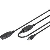 DIGITUS Aktif USB 3.0 Uzatma Kablosu - Tekrarlayıcı Kablosu - USB A Soketi - 20m - 5 Gbit/s - Tak ve Çalıştır - Hotswap - LED Fonksiyon Göstergesi - Siyah