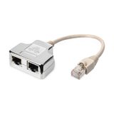 Digitus Cat. 5e Patch Kablo Adaptörü, Zırhlı, 2 x RJ45 Dişi 1 x RJ45 Erkek, Kablo Mesafesi 0.19 Metre