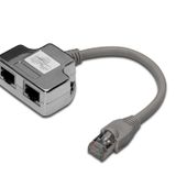 Digitus Cat. 5E Patch Kablo Adaptoru, Zirhli/Shielded, 2 X Rj45 Disi 1 X Rj45 Erkek, Kablo Mesafesi 0.19 Metre