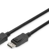 Digitus DisplayPort (DP) Bağlantı Kablosu, DP Erkek <-> DP Erkek, 5 metre, kilit mekanizmalı,