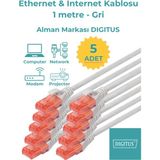 Digitus Ethernet & Internet Kablosu - 5 Adet - Cat6 Gri (1 Metre)