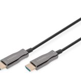 DIGITUS HDMI AOC Hybrid Fiber Optik Kablo - HDMI 2.0b - 30m - Ultra HD 4k/60Hz - Ethernet Kanalı - HDR ARC HDCP 2.2 - TV/Projektör/Monitör ile Uyumlu - Altın Kaplama Kontaklar - Siyah