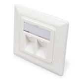 Digitus Keystone Jack Takmak İçin 2’li Priz (50/50 mm) Çerçevesi (80/80 mm), tozdan korumak amacıyla kapaklı