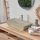 Digitus Light Traverten Dolgulu Honlu Dikdörtgen Çiftlik Evi Tarzı Lavabo 20020047 Bej