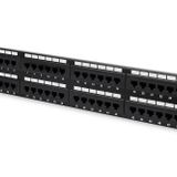 DIGITUS Patch panel - 19 inç - Cat-6-48 Port RJ45 - Korumasız - LSA Patch alanı - Raf montajı 2HE - Siyah