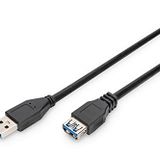 DIGITUS USB 3.0 uzatma kablosu - 3m - USB Tip A için bağlantı kablosu - Super-Speed 5GBit/s - Siyah
