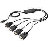 DIGITUS USB 4x Seri Adaptör - RS232 Dönüştürücü - USB 2.0 Tip A - 4x DSUB 9M - FTDI Çip Seti - 1,5 m Bağlantı Kablosu
