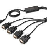 DIGITUS USB 4x Seri Adaptör - RS232 Dönüştürücü - USB 2.0 Tip A - 4x DSUB 9M - FTDI Çip Seti - 1,5 m Bağlantı Kablosu