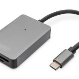 DIGITUS USB-C kart okuyucu, 2 bağlantı noktası UHS-II SD4.0, TF4.0, 300Mb/s