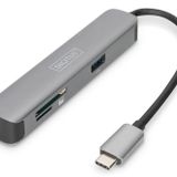 DIGITUS USB-C Multiport Docking Station – 5 Port – 1x HDMI (4K@30Hz) – 2X USB 3.0 / USB 2.0 – Kart Okuyucu – Gri
