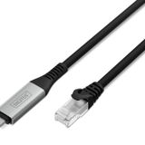 DIGITUS USB - Ethernet kablosu - Tip C - RJ45 - USB-C 3.2 Gen1-1 Gbit/s - 5 m - LSZH - CAT 6A S/FTP - AWG 26 - Tak ve Çalıştır - Siyah