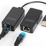 DIGITUS USB genişletici - 50 m menzil - USB 2.0 - Cat-5'ten UTP, STP ve S-FTP ağ kablosu - Tak ve Çalıştır - siyah
