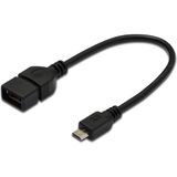 Digitus USB On-The-Go (OTG) Kablosu, 0,20 metre, AWG 28, USB A, dişi - Micro USB B, erkek