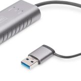 Digitus USB Tip C™ Gigabit Ethernet Adaptörü 2.5G, USB-C™ + USB-A (USB 3.1/3.0) USB