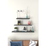 DİİZY HOME Antrasit Uçan Duvar Rafı 3 Lü Set Gizli Raf Yüzen Raf Uçan Raf Kitaplık (50-40-30)