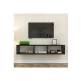 DİİZY HOME Siyah 140 Cm Tv Ünitesi Duvar Rafı Kitaplık Tv Sehpası Tv Standı