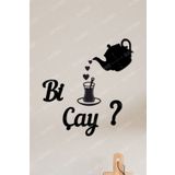 Diji Wood Bi Çay Yazılı Duvar Dekoru Tablo