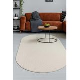 Dijidekor Avangard Halı Pare Krem Desenli Kaymaz Yıkanabilir Oval Yolluk Kilim Salon Halısı Modelleri, PARE-KREM-OVAL-SAÇAKSIZ, 60x550