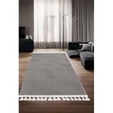 Dijidekor Avangard Halı Sahra Gri Salon Koridor Antre Mutfak Halısı Silinebilir Örgü Saçak, Sahra-Gri-Saçaklı, 150x450