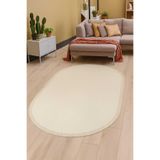Dijidekor Avangard Oval Halı Pare Krem Salon Koridor Antre Mutfak Halısı Silinebilir Saçaklı, PARE-KREM-OVAL-SAÇAKLI, 80x150