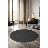Dijidekor Avangard Yuvarlak Halı Sahra Antrasit Banyo Halısı Silinebilir 80X80