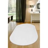 Dijidekor Beyaz Oval Post Dokuma Halı Peluş Yumuşacık Kaymaz Antibakteriyel, 80x120